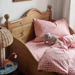 Red Dune Kids Gingham Cotton Bedding Set -Piglet in Bed Store Red Dune Small Gingham Kids Duvet Set Lifestyle 2