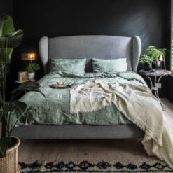 Cream Linen Crinkle Throw 13 Cream Linen Crinkle Throw -Piglet in Bed Store SAGE 21