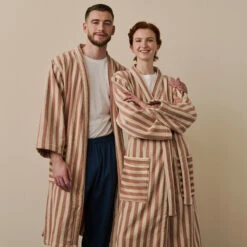 Sand Shell Pembroke Stripe Cotton Robe