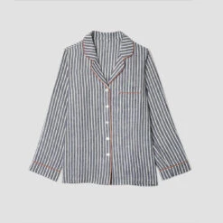 Men's Midnight Stripe Linen Pyjama Shirt (Top Only) 8 Men's Midnight Stripe Linen Pyjama Shirt (Top Only) -Piglet in Bed Store Striped Top 1a c47b6794 e310 44d9 8b13 2fa1cf373b36