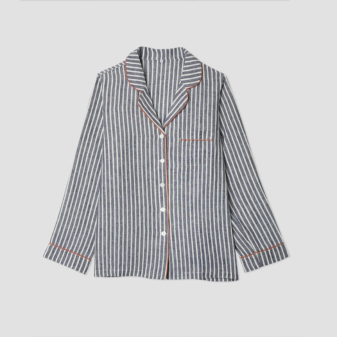 Men's Midnight Stripe Linen Pyjama Shirt (Top Only) 5 Men's Midnight Stripe Linen Pyjama Shirt (Top Only) - Image 3