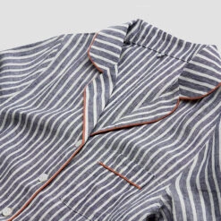 Midnight Stripe Linen Pyjama Shirt (Top Only) -Piglet in Bed Store Striped Top 2a f9e77e58 5f72 4d98 979e 97e3e336673f
