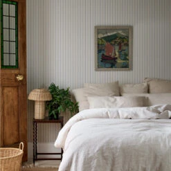 Dusk Blue Ticking Stripe Wallpaper -Piglet in Bed Store Ticking Stripe Dusk Blue 3