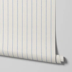 Dusk Blue Ticking Stripe Wallpaper -Piglet in Bed Store Ticking Stripe Dusk Blue 4