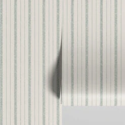 Laurel Green Ticking Stripe Wallpaper
