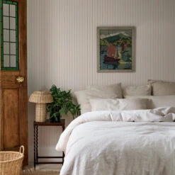 Peach Sunset Ticking Stripe Wallpaper 9 Peach Sunset Ticking Stripe Wallpaper -Piglet in Bed Store Ticking Stripe Peach Sunset 3