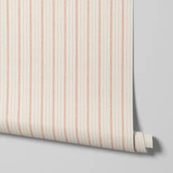 Peach Sunset Ticking Stripe Wallpaper 8 Peach Sunset Ticking Stripe Wallpaper -Piglet in Bed Store Ticking Stripe Peach Sunset 4