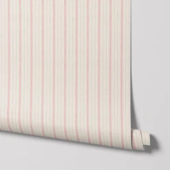 Pink Bloom Ticking Stripe Wallpaper -Piglet in Bed Store Ticking Stripe Pink Bloom 4