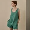 Tranquil Green Linen Tencel Women's Cami Set 2 Tranquil Green Linen Tencel Women's Cami Set -Piglet in Bed Store TranquilGreenLinenTencilWomen sCamiSet 643