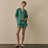 Tranquil Green Linen Tencel Women's Pyjama Shorts 1 Tranquil Green Linen Tencel Women's Pyjama Shorts -Piglet in Bed Store TranquilGreenLinenTencilWomen sPyjamaShortsSet 488