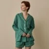 Tranquil Green Linen Tencel Women's Pyjama Shorts Set -Piglet in Bed Store TranquilGreenLinenTencilWomen sPyjamaShortsSet 523