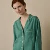 Tranquil Green Linen Tencel Women's Pyjama Shirt -Piglet in Bed Store TranquilGreenLinenTencilWomen sPyjamaTrouserSet 421