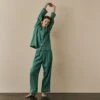 Tranquil Green Linen Tencel Women's Pyjama Trousers -Piglet in Bed Store TranquilGreenLinenTencilWomen sPyjamaTrouserSet 433