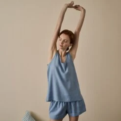 Wave Blue Linen Tencel Women's Cami Top