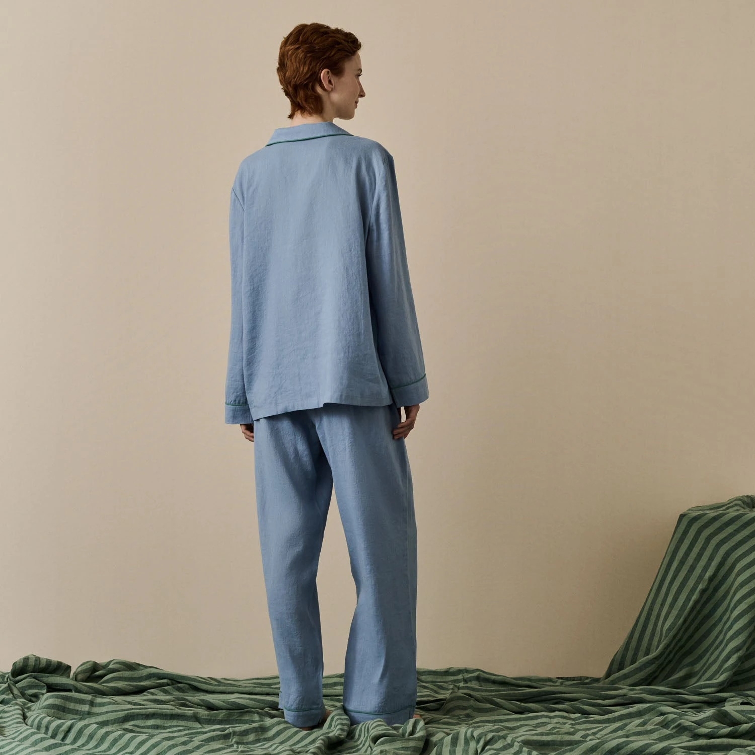 Wave Blue Linen Tencel Women's Pyjama Trouser Set 5 Wave Blue Linen Tencel Women's Pyjama Trouser Set - Image 3