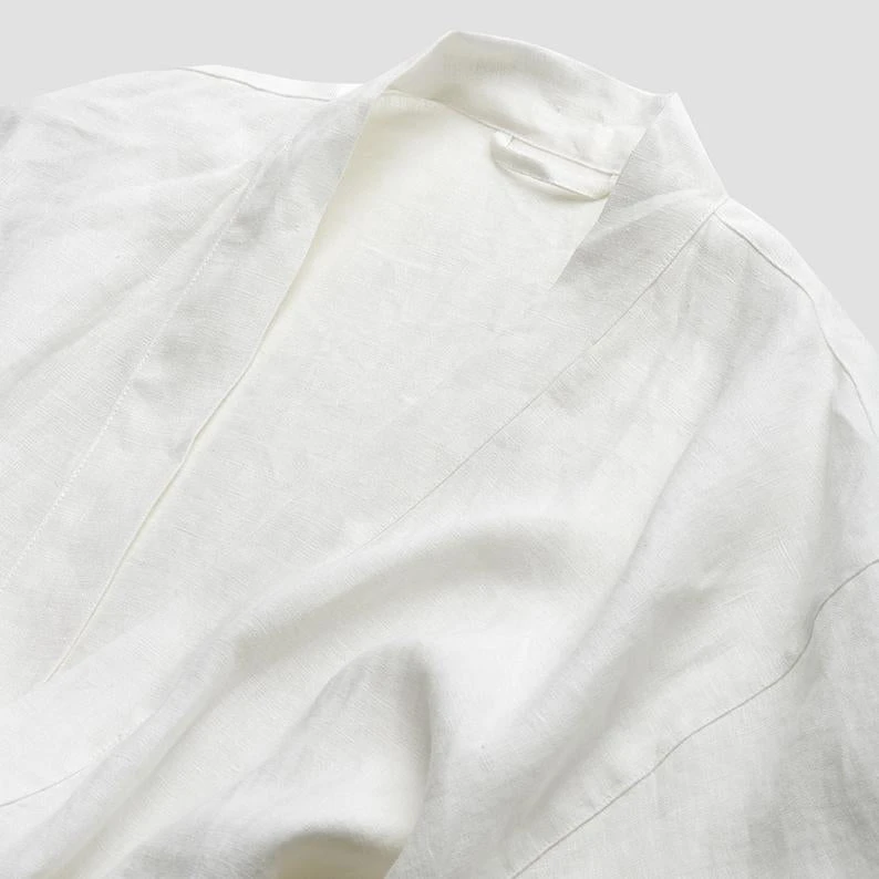 White Linen Robe 9 White Linen Robe - Image 7